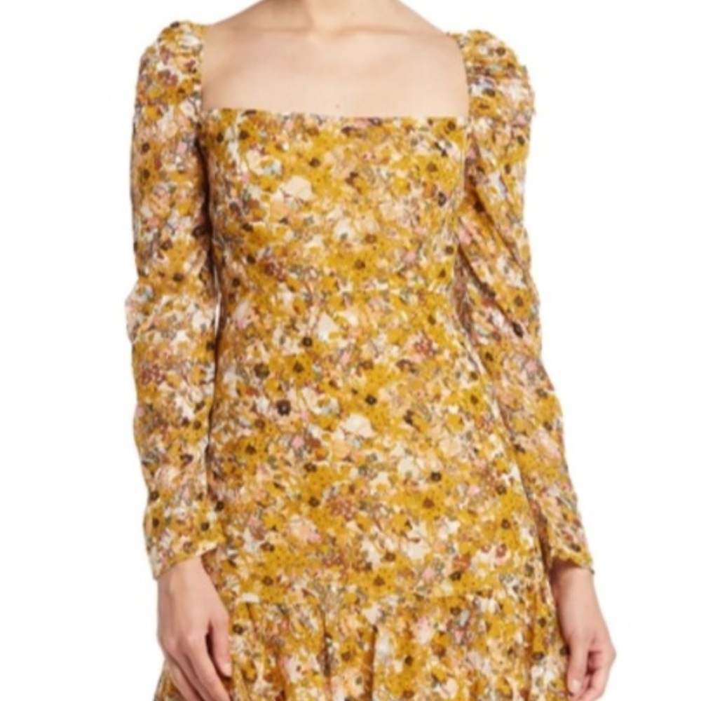 Lush Brown and Gold Long Sleeve V-Neck Sundress